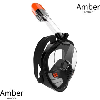 Amber Snorkel ดําน้ํา แบบเต็มหน้า พาโนรามา 180 องศา ป้องกันการรั่วไหล พร้อมเมาท์กล้อง สําหรับเด็ก และผู้ใหญ่