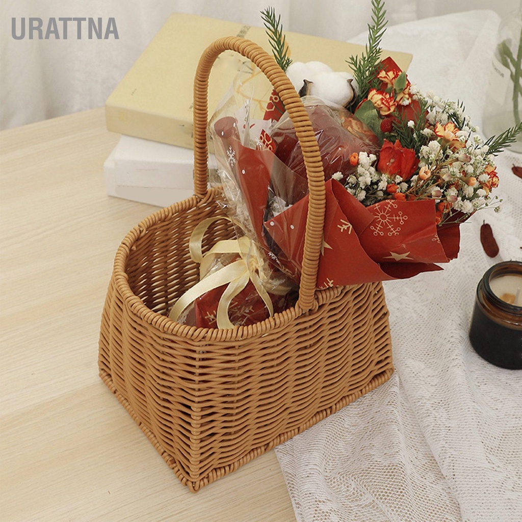 urattna-ตะกร้าสานแบบพกพาพร้อมที่จับ-pp-หวายทอมือกระเช้าสำหรับของขวัญผักผลไม้