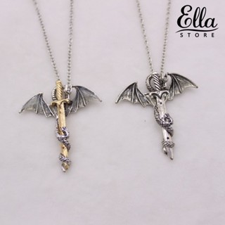 Ellastore123 สร้อยคอโซ่ จี้รูปดาบมังกรเรืองแสงในที่มืด สไตล์พังก์ เครื่องประดับ สําหรับผู้ชาย