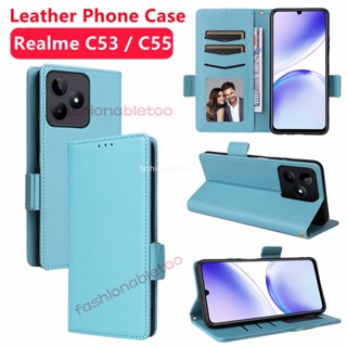 เคสโทรศัพท์หนัง ฝาพับแม่เหล็ก กันกระแทก พร้อมช่องใส่บัตร สําหรับ Realme C51 C53 C55 Nfc C 51 C 53 C 55 RealmeC51Nfc RealmeC53Nfc RealmeC55Nfc Narzo N53 N 53 2023