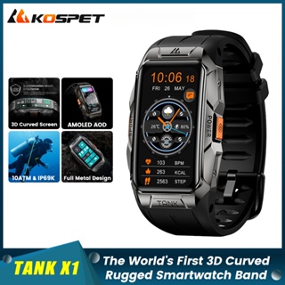 Kospet TANK X1 นาฬิกาข้อมือสมาร์ทวอทช์ 10ATM กันน้ํา สําหรับผู้ชาย ผู้หญิง 1.47&amp;quot; Amoled AOD 3D สร้อยข้อมือ ฟิตเนส ติดตาม สมาร์ทวอช