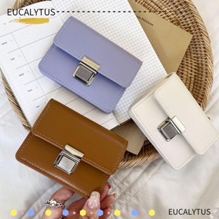 Eutus กระเป๋าสตางค์ กระเป๋าใส่เหรียญ หนัง PU ลายหนังจระเข้ ขนาดเล็ก มีช่องใส่บัตรหลายช่อง สีพื้น สําหรับผู้หญิง