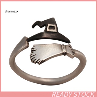 Cx ฮาโลวีน แม่มด หมวก ไม้กวาด ปรับได้ เปิดนิ้ว แหวน ผู้หญิง เครื่องประดับ ของขวัญ