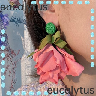 Eucalytus1 ต่างหูเรซิ่น รูปโบว์ ดอกไม้ ขนาดใหญ่ หลากสี เครื่องประดับ สําหรับผู้หญิง