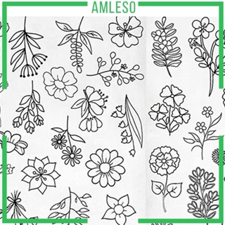 [Amleso] กระดาษปักครอสสติตช์ ผ้าลินิน ละลายน้ําได้ ลายดอกไม้ สําหรับผู้เริ่มต้น