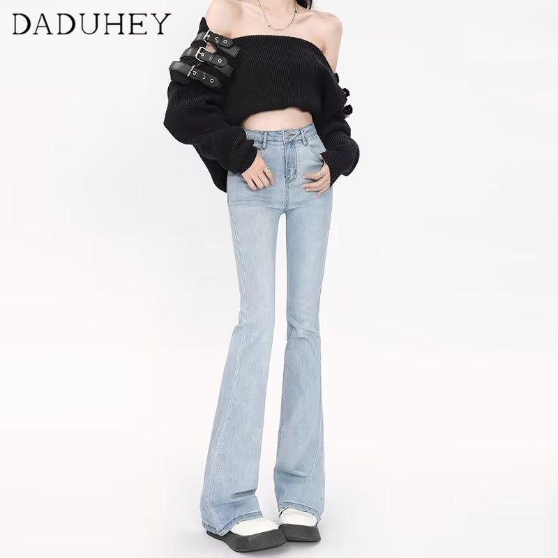 daduhey-women-new-korean-style-ins-retro-high-waist-slim-flare-casual-mopping-bootcut-pants