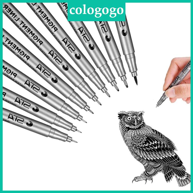 colo-ปากกาหมึก-สีดํา-สําหรับวาดภาพ-ร่างภาพ-9-ชิ้น