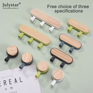 JULYSTAR 1 ชิ้น Strong Self-adhesive ประตู Hook Wall Hook ABS ไม้หมวก Rack Key Hanger Wall Storage ห้องครัวอุปกรณ์ห้องน้ำ