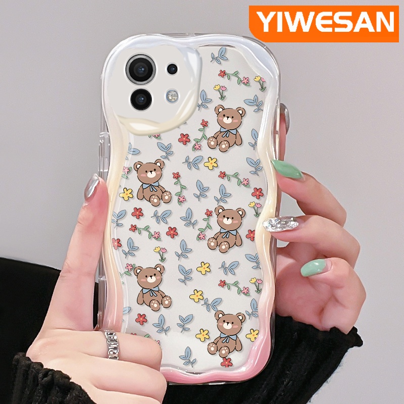 เคสโทรศัพท์มือถือใส-แบบนิ่ม-ลายการ์ตูนหมี-และดอกไม้-กันกระแทก-สําหรับ-xiaomi-12t-pro-11-lite-5g-ne-12-lite