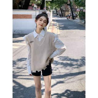 1106 เสื้อยืดกันหนาว แขนยาว ผ้าถัก โพลีเอสเตอร์ ทรงหลวม สไตล์เกาหลี ฤดูใบไม้ผลิ ฤดูใบไม้ร่วง สําหรับผู้หญิง MC ATTU