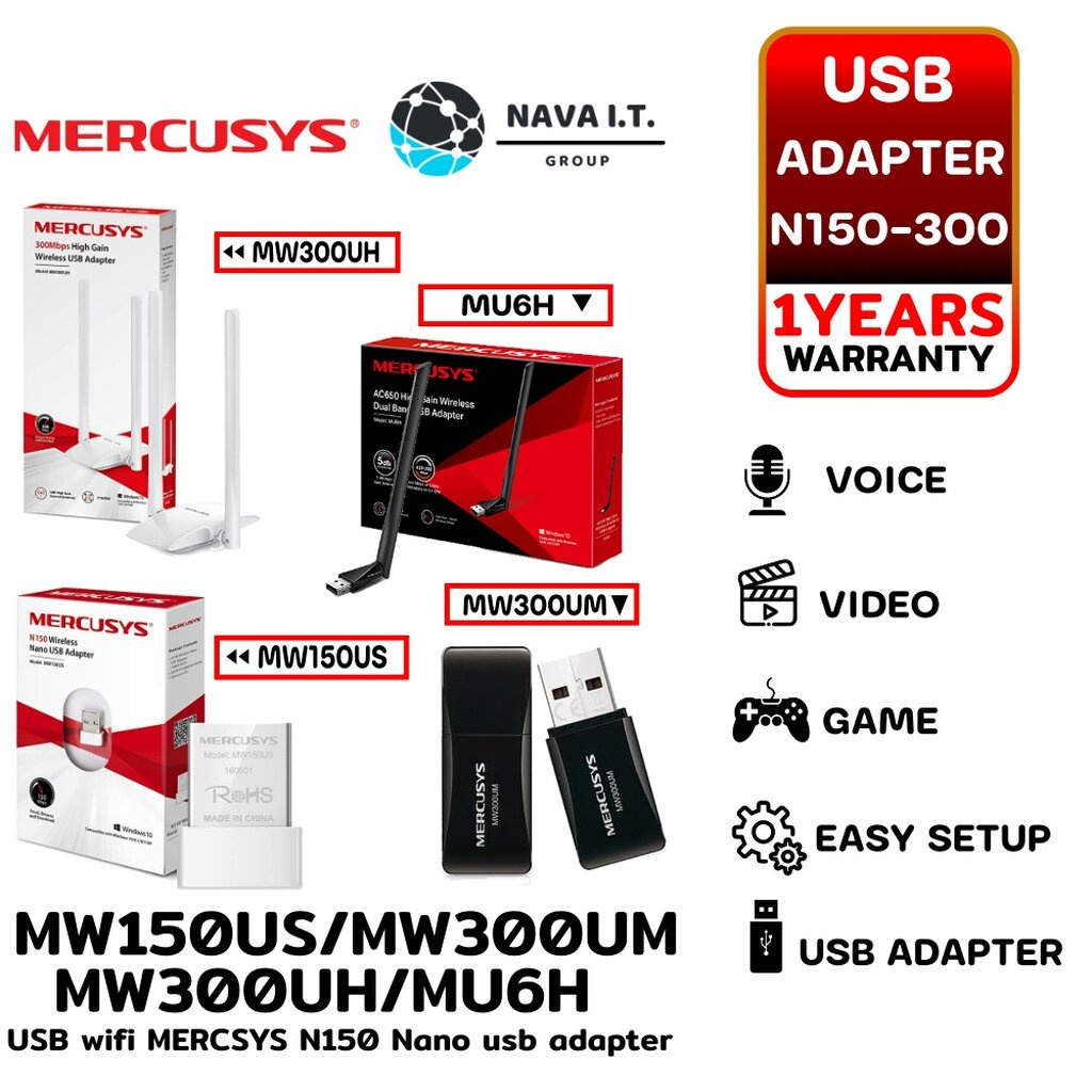 รูปภาพของ️ส่งด่วนใน1ชม.ทักแชท ️ Mercusys MW150US MW300UM MW300UH MU6H USB wifi MERCSYS usb adaptor ประกัน 1ปีลองเช็คราคา