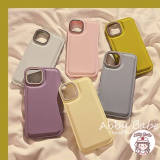 เคส TPU นิ่ม ปิดด้านหลัง ป้องกันเลนส์กล้อง สีพื้น สไตล์เกาหลี เคลือบเงา กันกระแทก สําหรับ IP 14 Pro Max IP 11 IP 12 11 Pro Max X XS