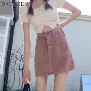 DaDuHey🎈 Korean Style New Womens High Waist Slim Pink A- Line Personality Ins Casual Short Skirt