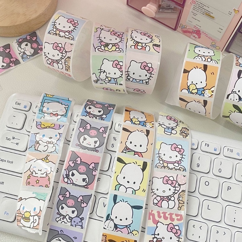 sanrio-สติกเกอร์เทปซีล-ลายการ์ตูนอนิเมะ-kuromi-cinnamoroll-น่ารัก-คุณภาพสูง-สําหรับตกแต่งซองจดหมาย-จํานวน-200-ชิ้น