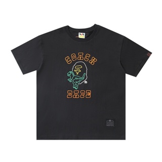 BAPE X COACH Co-Branded Ape-Man Head Dinosaur Letter Printing Label Short-Sleeved T-Shirt Men Women Same Style_02