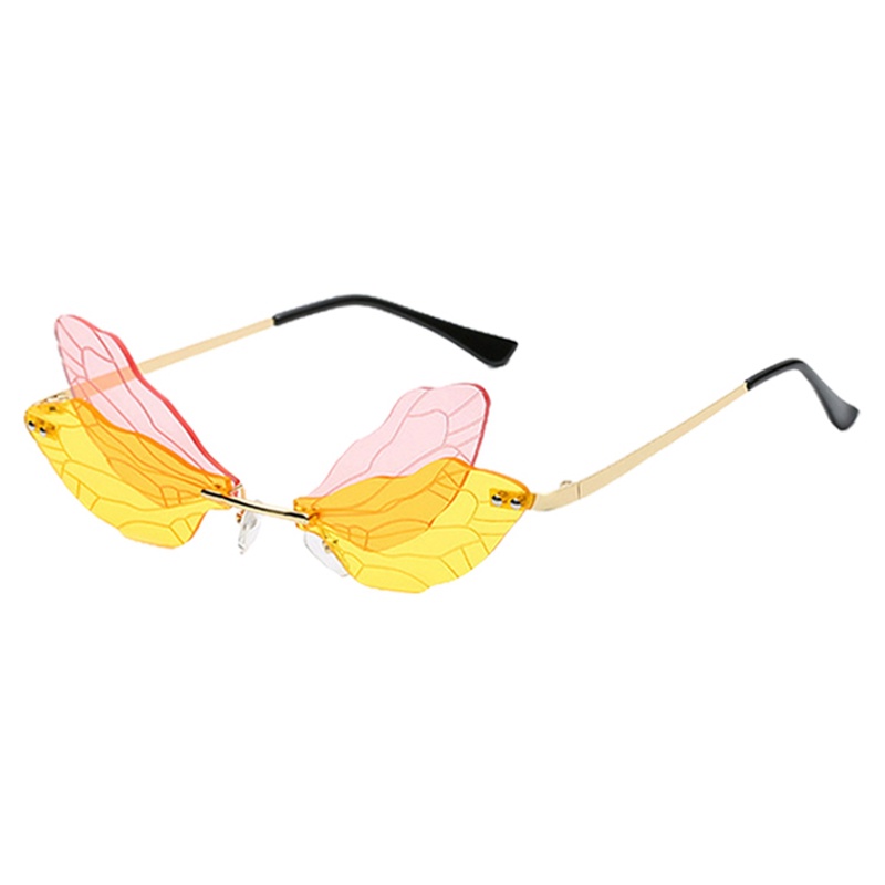 bhy-วินเทจ-แมลงปอ-ปีก-แว่นกันแดด-แฟชั่น-ไร้ขอบ-ผู้หญิง-เลนส์ใส-แว่นตาผู้ชาย-สีชมพู-แว่นตากันแดด