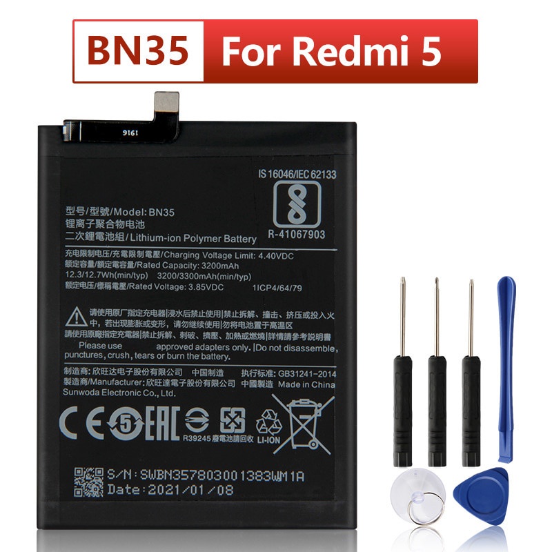 bn35เปลี่ยนแบตเตอรี่สำหรับ-xiaomi-mi-redmi-5-5-7-amp-quot-redrice5โทรศัพท์แบตเตอรี่3300mah
