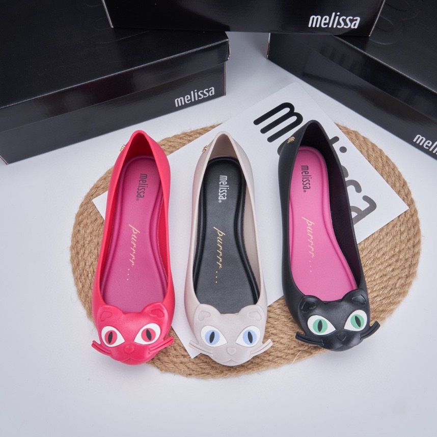 พร้อมส่ง-melissa-ใหม่-รองเท้าแตะเจลลี่-pvc-ลายแมวน่ารัก-สําหรับแม่-และเด็ก-2023