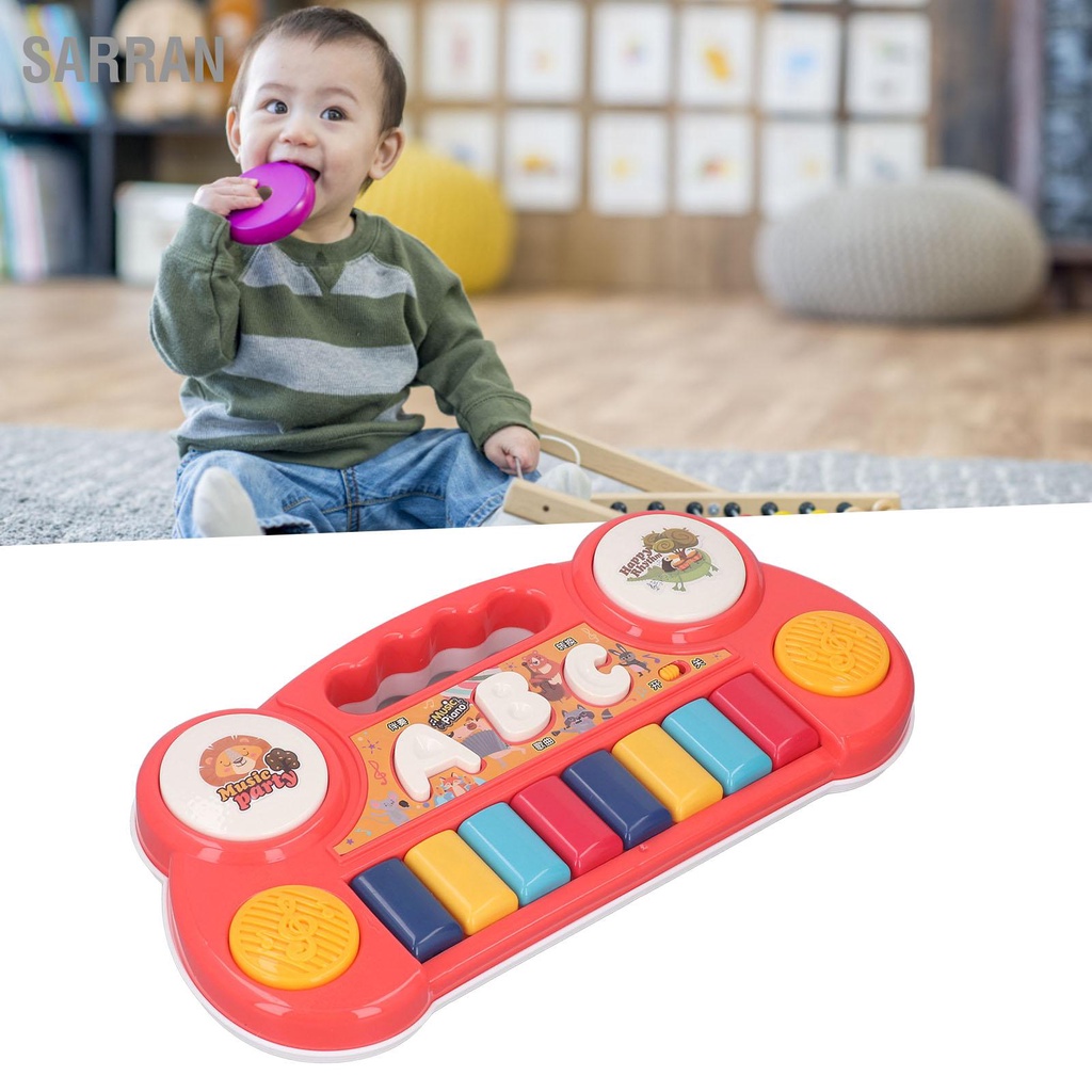 sarran-baby-keyboard-piano-red-ของเล่นเปียโนกลองดนตรีเพื่อการศึกษาสำหรับเด็กวัยหัดเดินอายุ-1-3-ปี