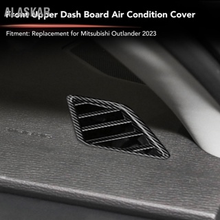 2 Pcs ด้านหน้า Air Vent Outlet Cover Trim คาร์บอนไฟเบอร์รูปแบบแดชบอร์ดเครื่องปรับอากาศ สำหรับ Mitsubishi Outlander【ALASKAR】