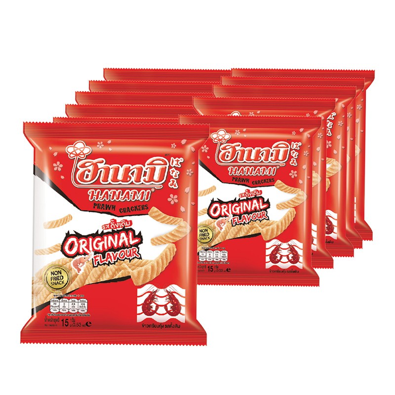 ฮานามิ ข้าวเกรียบกุ้ง รสดั้งเดิม 15G. ไซส์ 12ห่อ HANAMI ORIGINAL ...