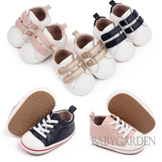 Babygarden- รองเท้าผ้าใบ หนัง PU กันลื่น สีพื้น สําหรับเด็กทารกผู้ชาย และเด็กผู้หญิง