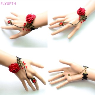 Flyup สร้อยข้อมือแฟชั่น แต่งพู่ ลูกไม้ ดอกกุหลาบ สไตล์วินเทจ โกธิค โลลิต้า เรโทร TH