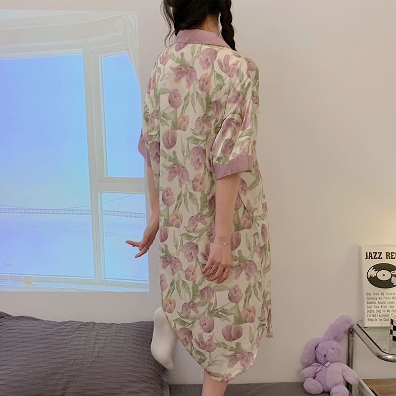 summer-new-ice-silk-nightdress-for-women-sexy-sweet-tulip-womens-short-sleeved-pajamas-dress