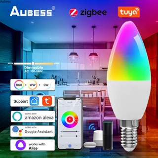 Ready Tuya Zigbee Smart Light Bulb Candle Lamp E14 Rgb+cct 5w Dimmable Led Light Bulb App Remote Controlled Support Voice Control Work With Alexa And Google Assistant Serein