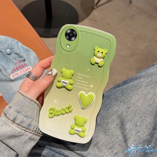 เคส Oppo A17K A16K A96 A95 A74 A76 A55 A16 A15 A15S F11 Pro A54 A94 A9 A5 2020 A5S A12 F9 A16E เคสโทรศัพท์มือถือ ลายหมีน่ารัก 3D สี่สี เรียบง่าย สําหรับ