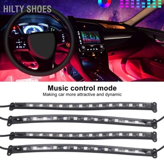  HILTY SHOES ไฟ LED RGB ภายในรถพร้อมโหมดควบคุมเพลง 12LED DC12V APP ควบคุมเสียง 180 ° ไฟส่องสว่างมุมกว้างสำหรับรถยนต์