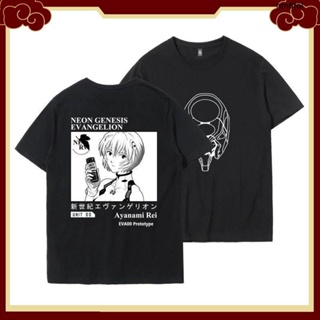 เสื้อยืเ เสื้อยืดคอกลม T-shirt Eva New Century Evangelion T -shirt Federation Aya Polly Asuka Shinji Anime Short -SlS-5X