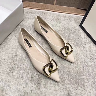 💕✨Hot sale！แฟชั่นเกาหลี รองเท้าผู้หญิงหัวแหลม รองเท้าส้นแบน นุ่มสบาย, 2 ตัวเลือกสี, size 35-41