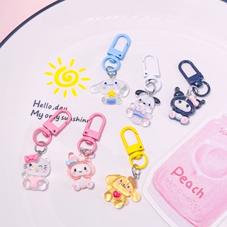 SANRIO พวงกุญแจ ลายการ์ตูนอนิเมะ Hello Kitty Kuromi Melody Cinnamoroll Pom Pom Purin อุปกรณ์เสริม สําหรับกระเป๋าเป้สะพายหลัง