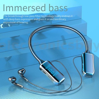 Wireless 5.2 Earphone HiFi Stereo Bass LED Digital Display Waterproof Ergonomics Neckband Semi-in-ear Headphone