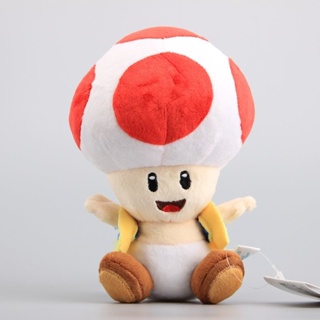 ใหม่ ตุ๊กตายัดนุ่น Super Mario Bros Mushroom Toad สีแดง ขนาด 7 นิ้ว 18 ซม. ของเล่นสําหรับเด็ก