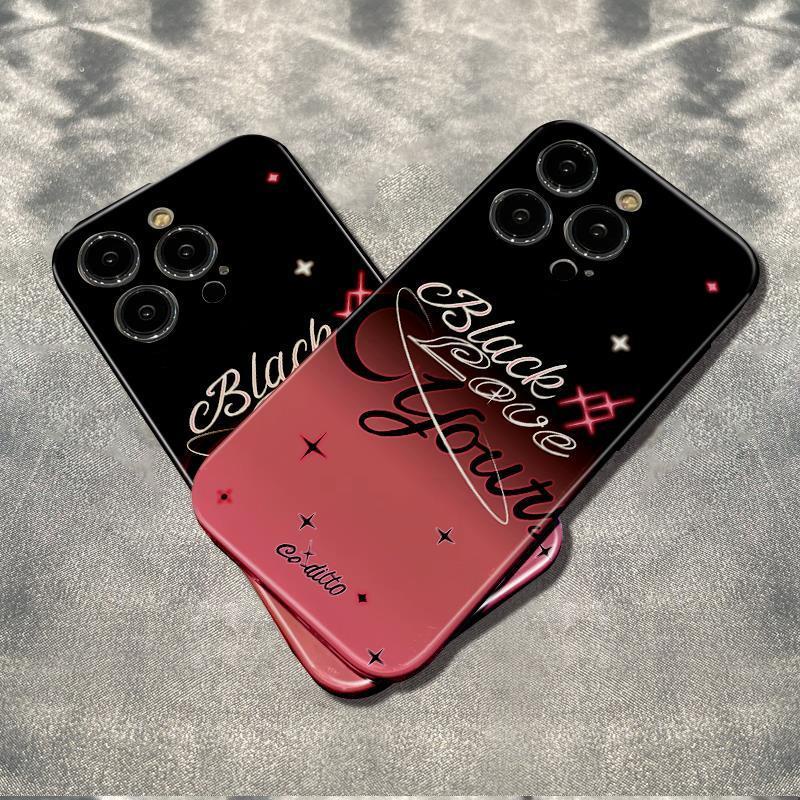 เคสโทรศัพท์มือถือ-ฟิล์มกันรอย-กันกระแทก-ลายหัวใจ-สีดํา-เรียบง่าย-สําหรับ-apple-iphone-14promax-13-1211-6ins-78plus-9ir9