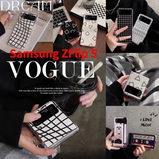 เคสโทรศัพท์มือถือ PC แข็ง กันกระแทก ทรงสามเหลี่ยม ลายเรขาคณิต สําหรับ Samsung Galaxy Z Flip 5 5G 3in1 Z Flip 5