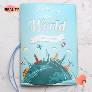 Beauty กระเป๋าใส่หนังสือเดินทาง หนัง PU ลายแผนที่โลก อเนกประสงค์ คุณภาพสูง สําหรับผู้ชาย