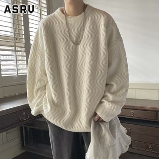 ASRV เสื้อกันหนาวผู้ชาย แฟชั่นสบาย ๆ Hape 2023 ใหม่วาฟเฟิลตรวจสอบสีทึบแขนยาวเสื้อกันหนาวหลวมในแบรนด์ยอดนิยมด้านบน