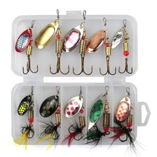 10Pcs/Set Sequins Spinner Fishing Lures With Hook Lifelike Rotating Lures