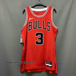 【คุณภาพสูง】ใหม่ ของแท้ NBA Chicago Bulls สําหรับผู้ชาย #3 เสื้อกีฬาแขนสั้น ลายทีม Dwyane Wade Jersey สีแดง สีขาว สีดํา