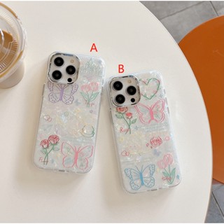 พร้อมส่ง เคสโทรศัพท์มือถือชุบไฟฟ้า ลายผีเสื้อ สําหรับ iphone14 promax 14 14pro 14plus 13 12 11 13PROMAX