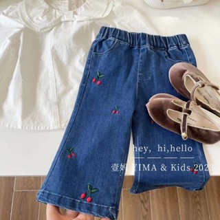 เสื้อยืดยีน ปักลาย แฟชั่นฤดูใบไม้ผลิ สไตล์เกาหลี สําหรับเด็กผู้หญิง