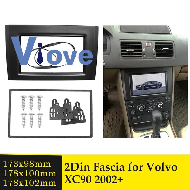 กรอบแผงวิทยุสเตอริโอรถยนต์-2din-สีดํา-สําหรับ-volvo-xc90-2002