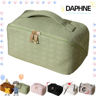 Daphne กระเป๋าเครื่องสําอาง หนัง PU พร้อมหูหิ้ว และช่องแบ่ง สําหรับเดินทาง