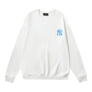 Ny&amp;mlb เสื้อกันหนาว คอกลม ผ้าฝ้ายแท้ พิมพ์ลายโลโก้ตัวอักษร LA ด้านหน้า สวยงาม อเนกประสงค์ สําหรับผู้หญิง และผู้ชาย Bdfs