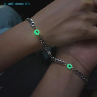 [eruditecourtth] สร้อยข้อมือคู่รัก เรืองแสง รูปหัวใจ ประดับลูกปัดแม่เหล็ก ดึงดูดใจ เครื่องประดับ สําหรับผู้ชาย และผู้หญิง [ใหม่]