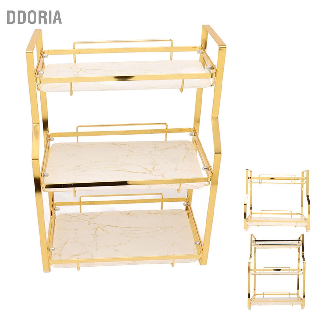 ddoria-ชั้นวางของในห้องน้ำติดผนังเข้ามุมออแกไนเซอร์ยืนแร็คสำหรับห้องนั่งเล่นห้องนอนห้องครัวสีขาวและสีทอง