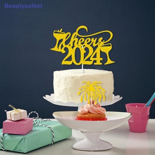 [Beautyoufeel] ท็อปเปอร์ไม้จิ้มฟัน ลาย Happy New Year 2024 สําหรับตกแต่งเค้ก 2024